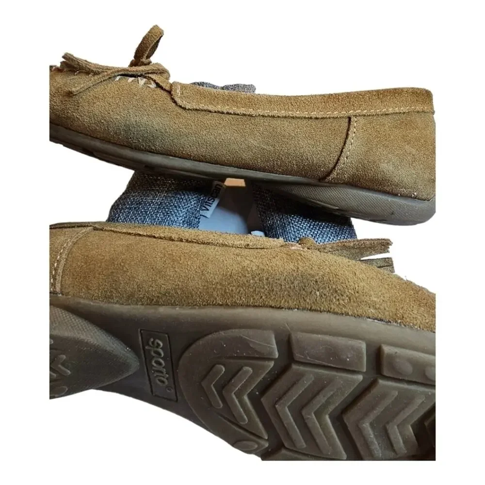 Sporto Patty Suede Fringe Driving Moccasin Slip on Loafer Shoes 7M